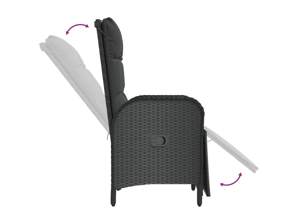 Mobilier à dîner de jardin 9 pièces et coussins noir résine tressée EVRC64339