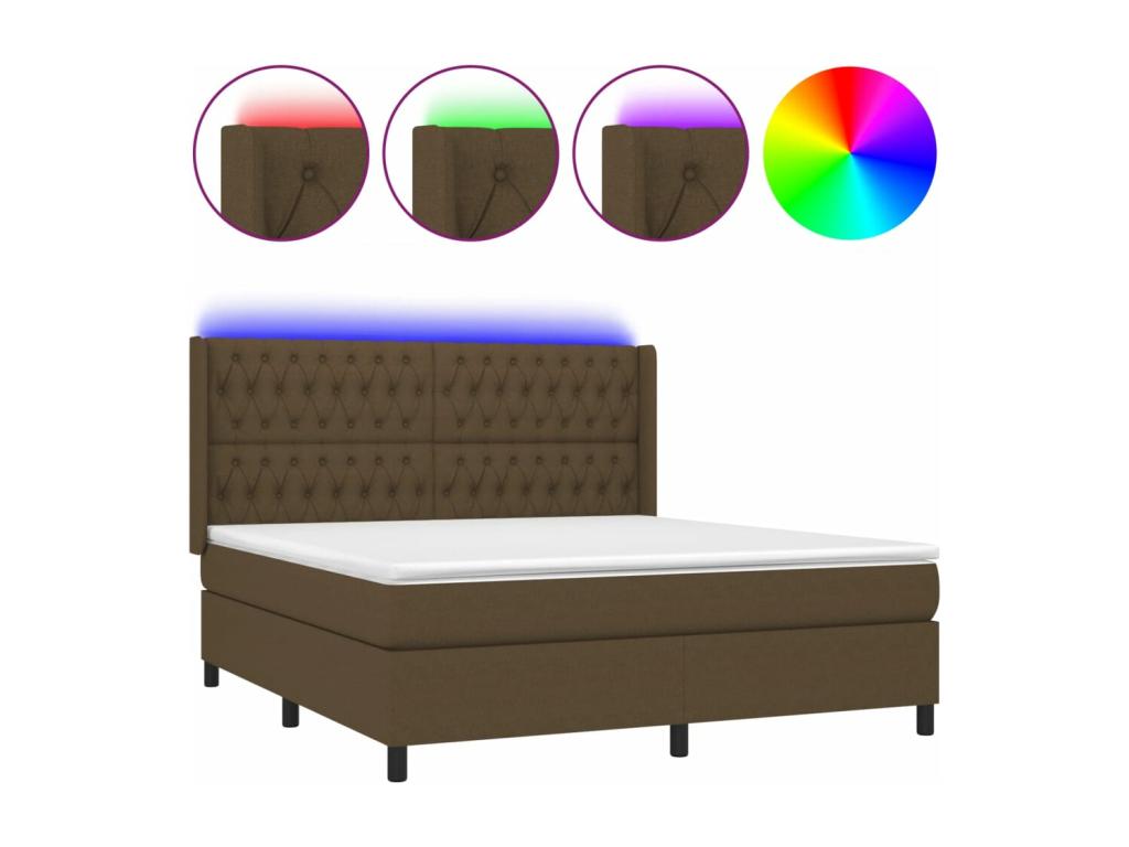 Sommier à Boislis de lit matelas et LED Marron foncé 180x200cm BUCN15816