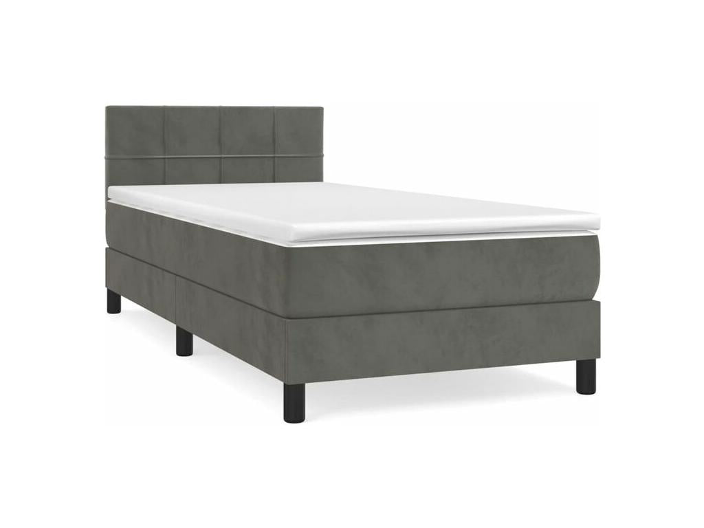 Sommier à Boislis de lit et matelas Gris foncé 90x200 Velours UJZF24934