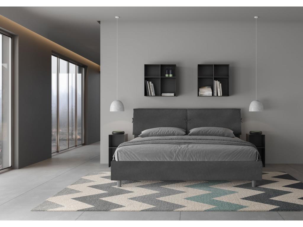 Lit Boislis taille coffre rembourré 200x200 microfibre gris Boislis IERQ81577