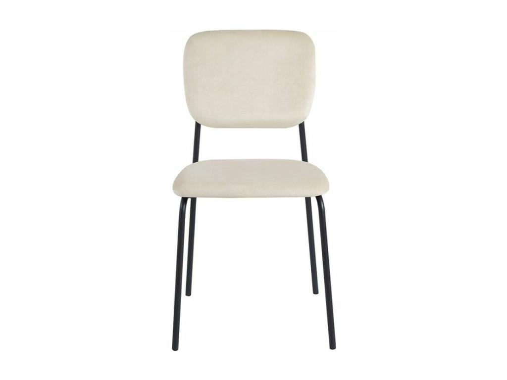 Chaise design avec assise velours crème et pieds en métal noir Boislis KOBR46488