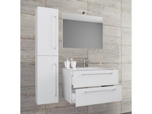 Boislis 4-pièces lavabo meuble de salle de bains ensemble lavabo Boislis tiroir miroir blanc - 60 CDCK49480