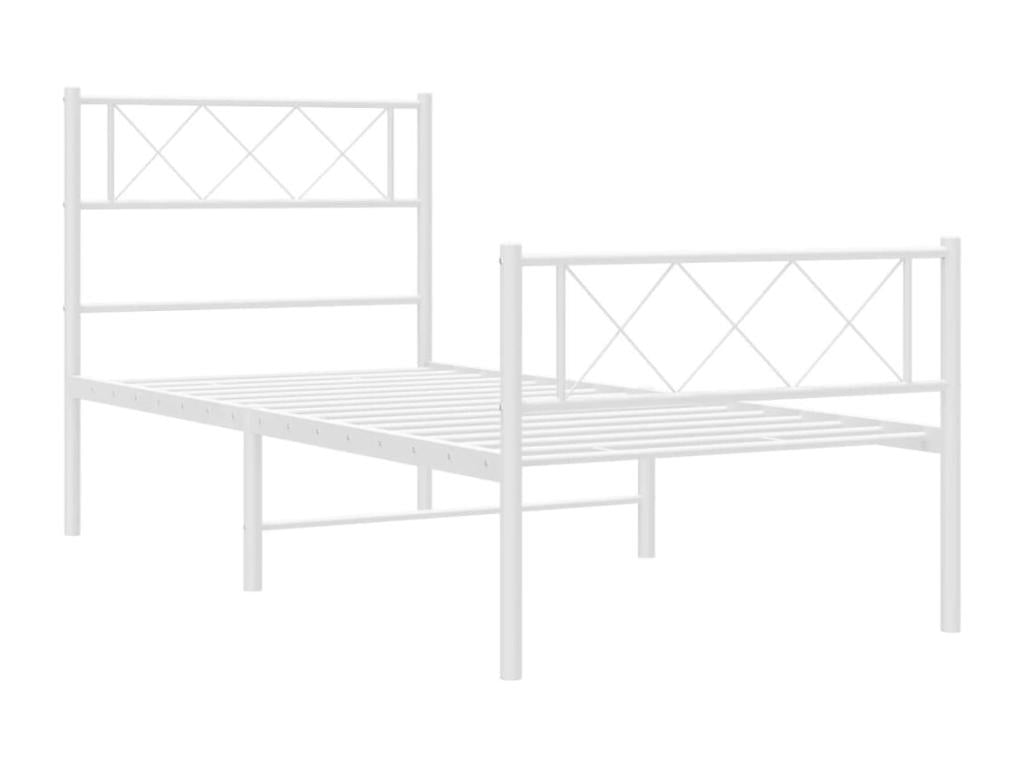 Cadre de lit métal sans matelas avec pied de lit blanc 80x200cm UNTQ58257
