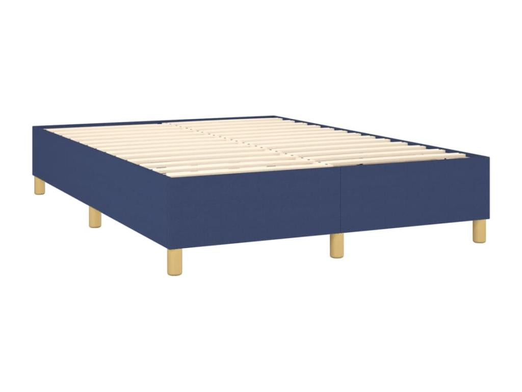 Sommier tapissier avec matelas et LED Bleu 140x200 cm Tissu TDVB00225