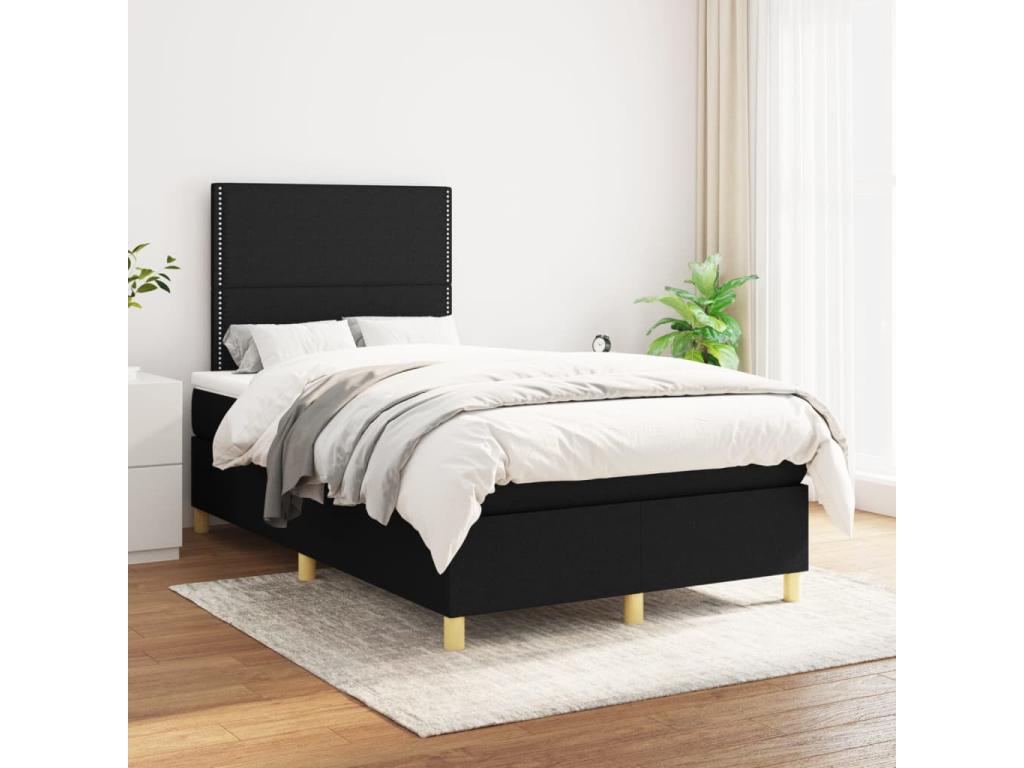 Lit à sommier tapissier avec matelas Noir 120x200 cm Tissu RPBZ61521