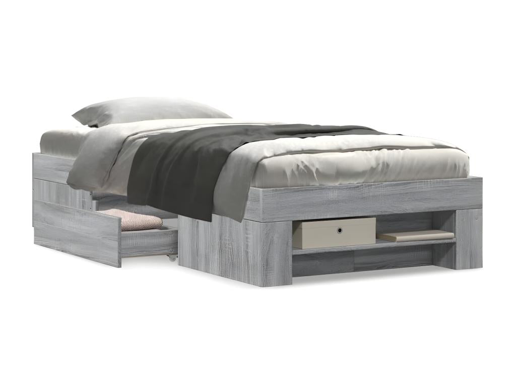 Cadre de lit Boislis gris 75x190 cm bois d'ingénierie EICX82744