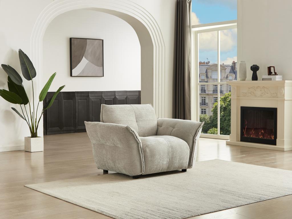 Fauteuil en tissu chiné beige Boislis YWLK98072
