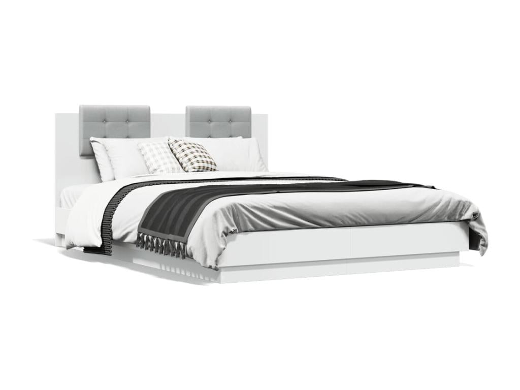 Cadre de lit avec tête de lit et Boislisères LED blanc 150x200 cm GHGF74021