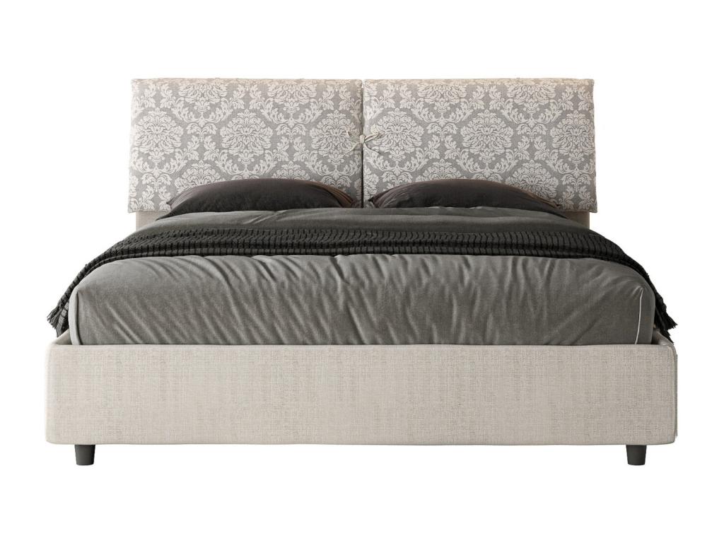 Lit coffre rembourrée 160x200 tissu Boislis 1 blanc Boislis BRUJ69148