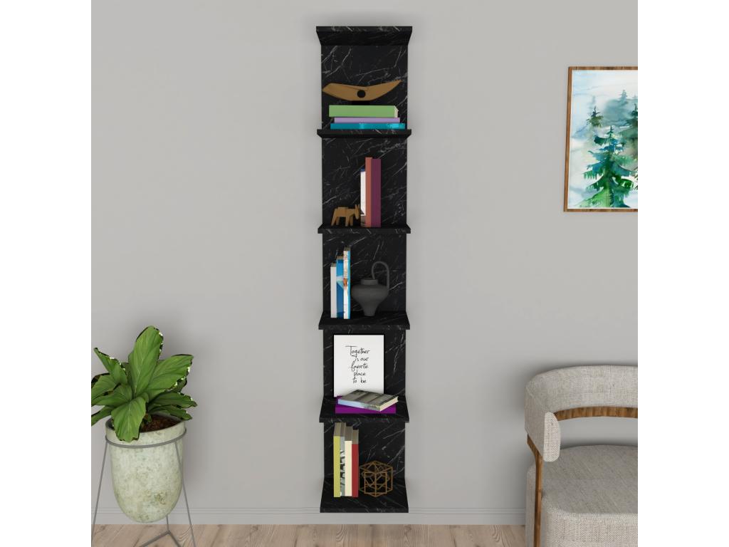 Etagère murale Boislis à 6 niveaux 180x34,5x30 cm marbre noir Boislis CRPH30282