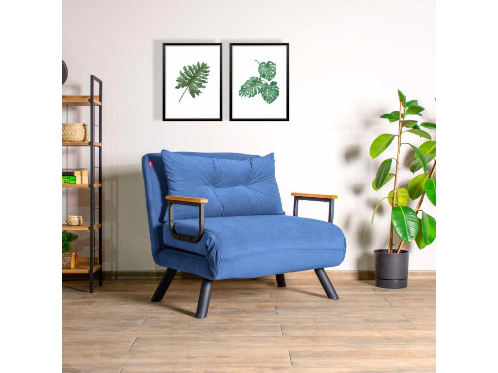 Fauteuil convertible tissu Boislis-Couleur Bleu clair-Fauteuil 1 place DNAP98086