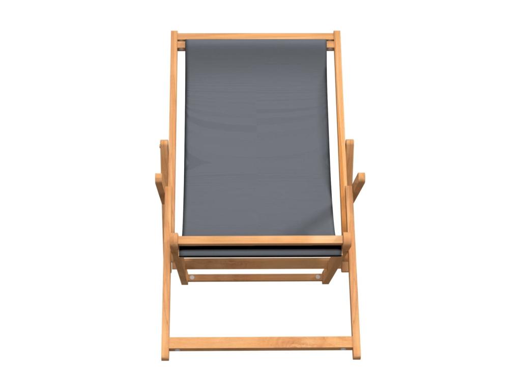Chaise de plage pliable Bois de teck solide Gris PKDX76670