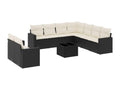 Salon de jardin 10 pcs avec coussins noir résine tressée VMMW74918