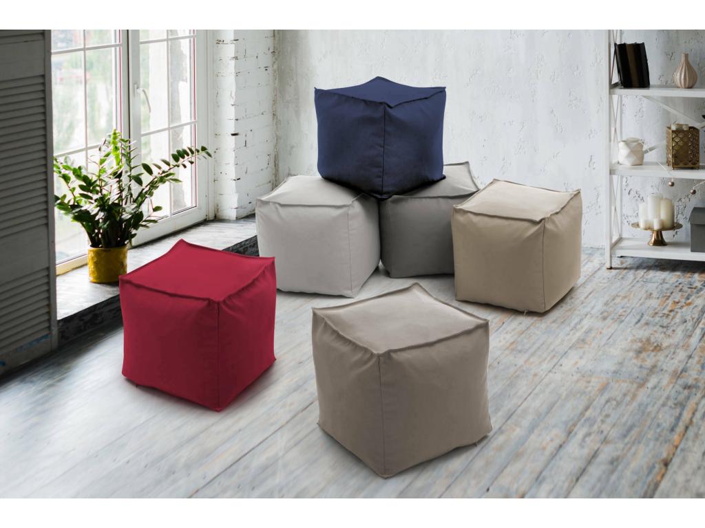 Pouf Boislis Pouf multifonctionnel Fauteuil relaxant en tissu rembourré Made in Italy 45x45h45 cm Blanc QXBO71186