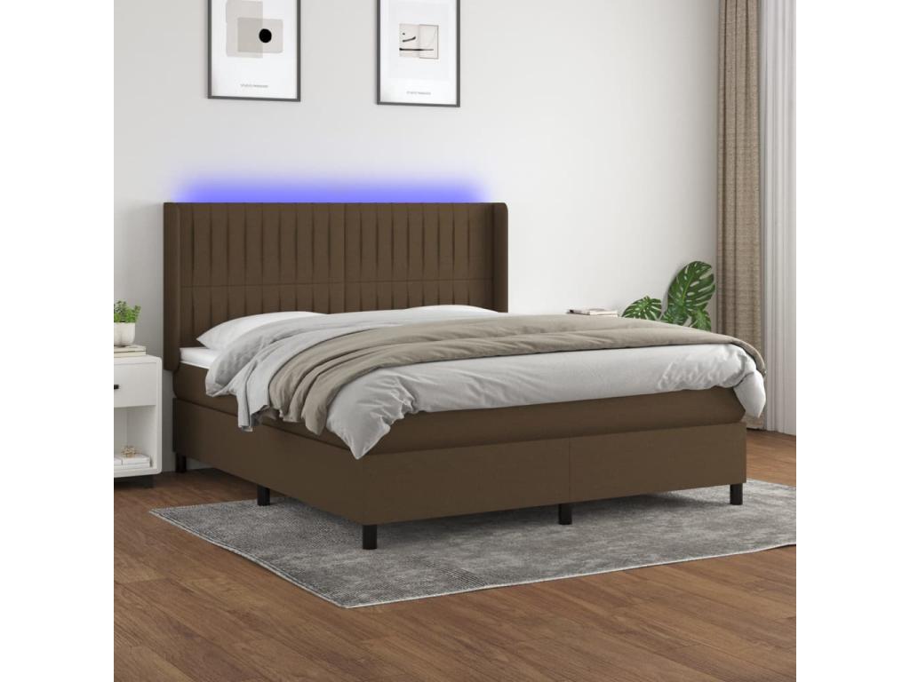 Sommier à Boislis de lit matelas et LED Marron foncé 180x200cm HCMJ63467