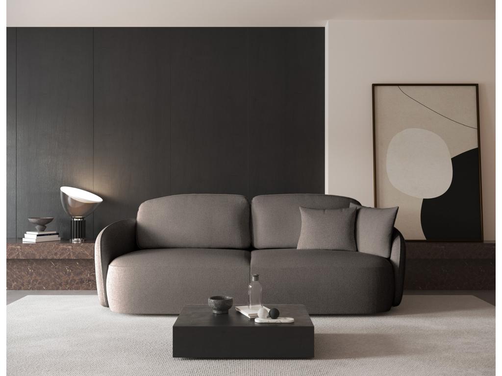 Canapé convertible trois places - en tissu chenille brun clair - Boislis MEYN37852