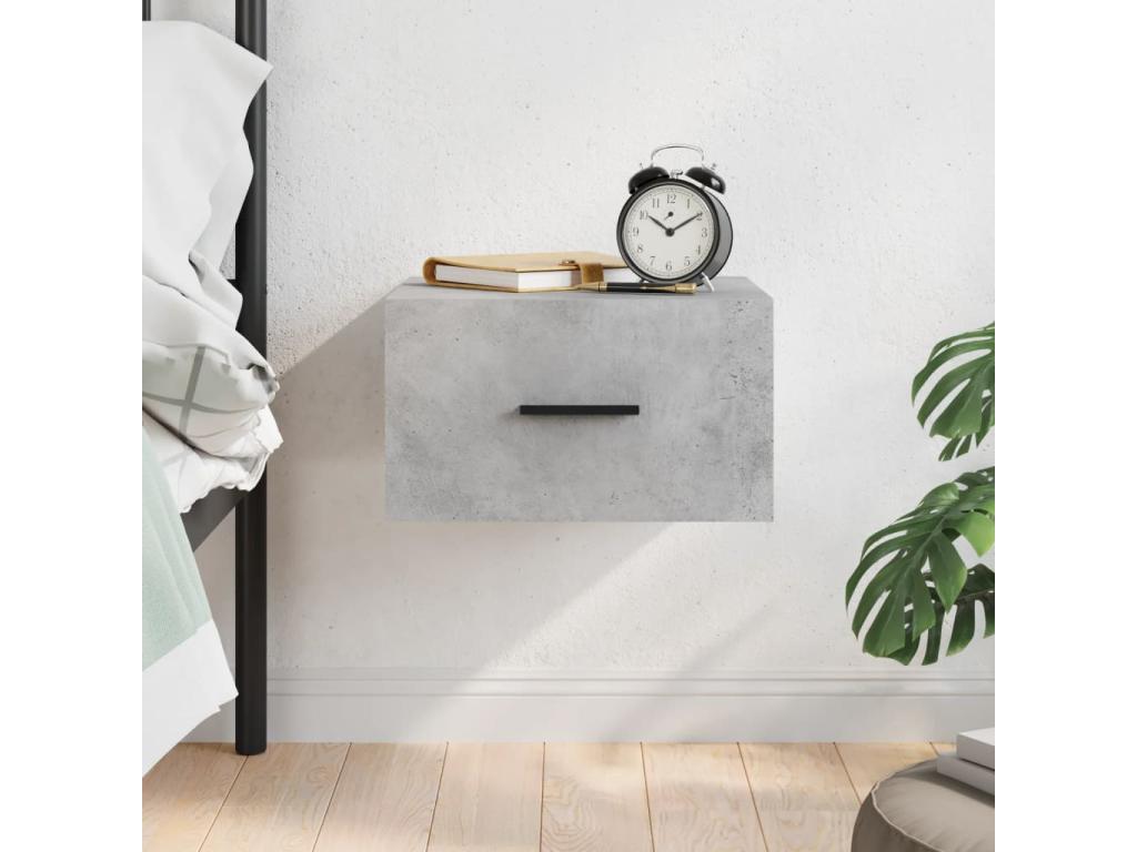 Table de chevet murale gris béton 35x35x20 ZCXX77869