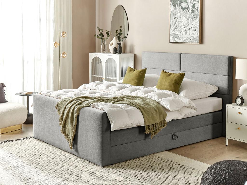 Lit Boxspring Tissu Boislis 160x200 cm Gris clair TLKS91528