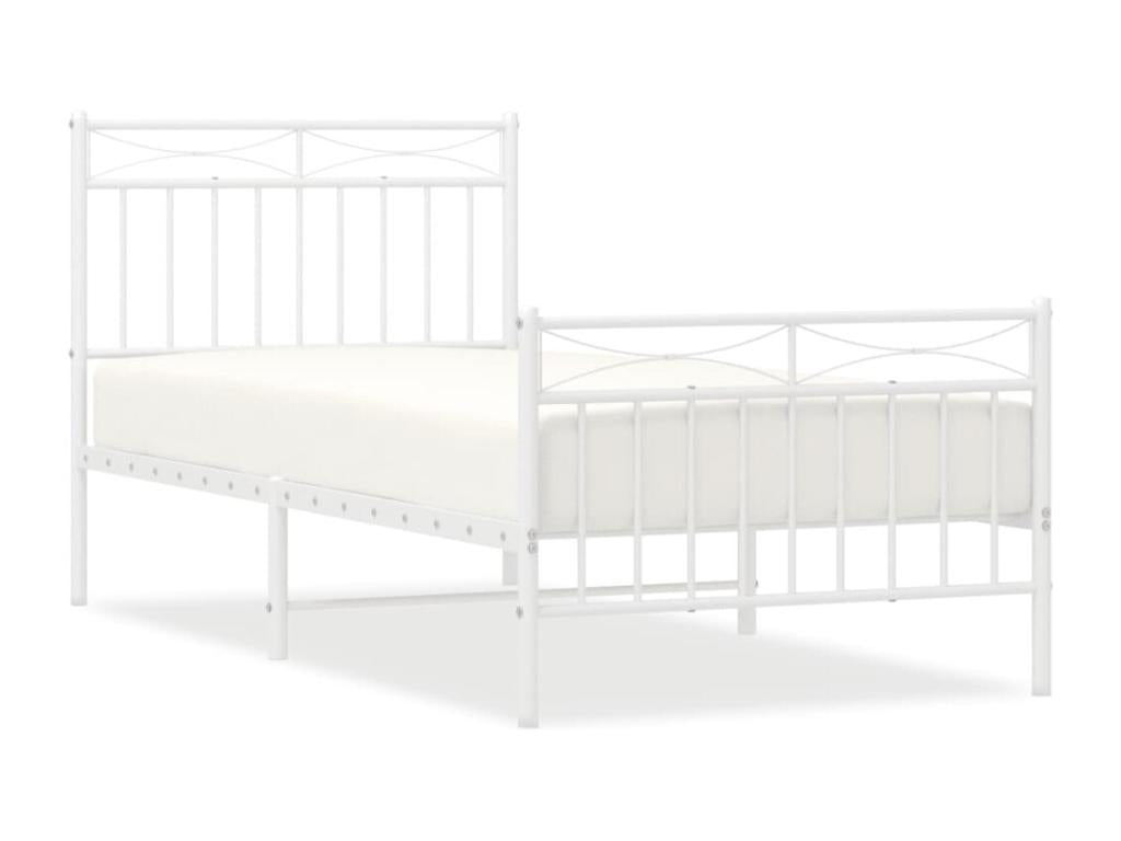 Cadre de lit métal avec tête de lit/pied de lit blanc 90x190 cm TOIN98769