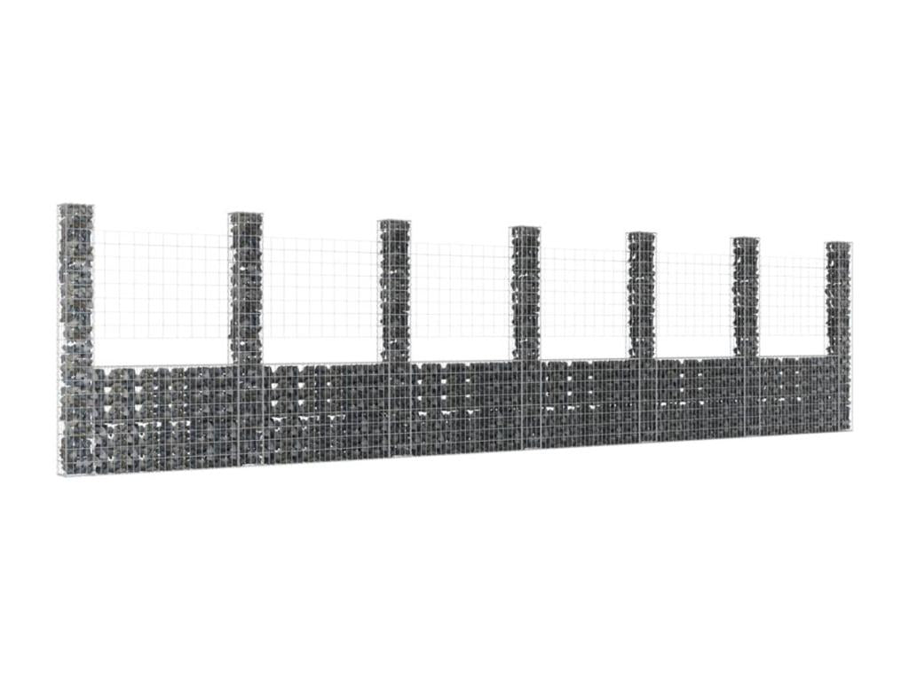 Panier de gabion en forme de U avec 7 poteaux Fer 740x20x200 PLMG34720