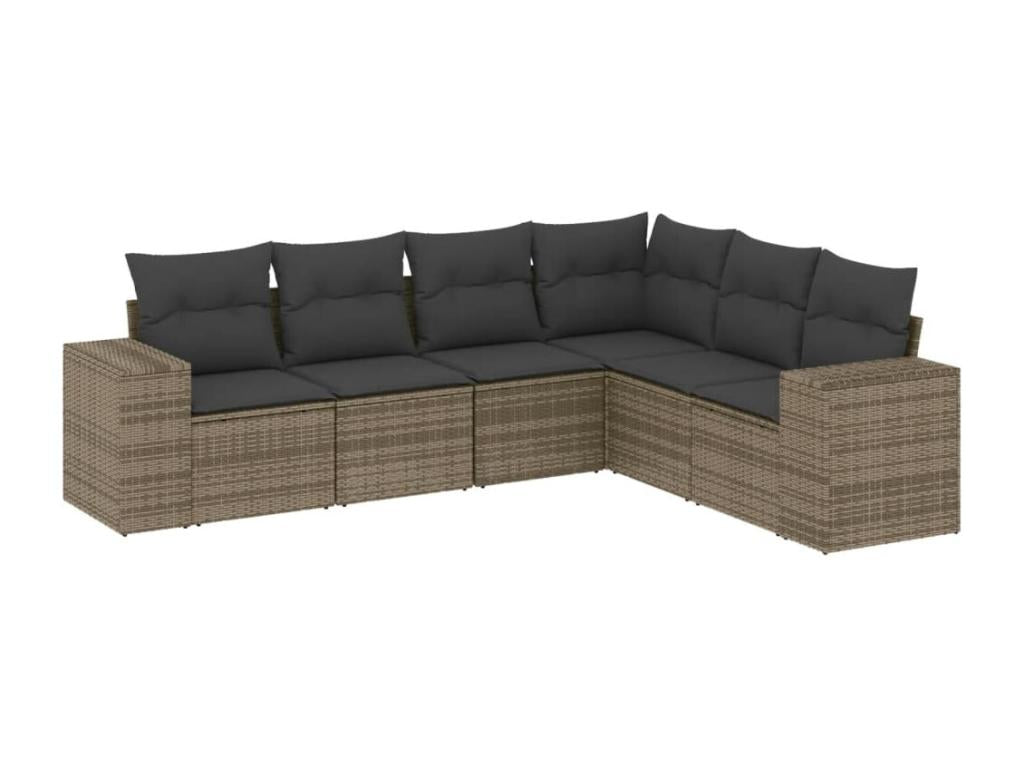 Salon de jardin 6 pcs avec coussins gris résine tressée EPVK80459