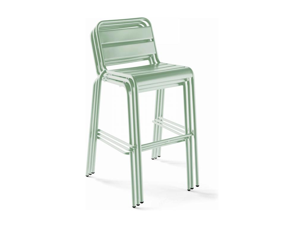 Chaise haute en métal vert sauge - Boislis TQVN37429