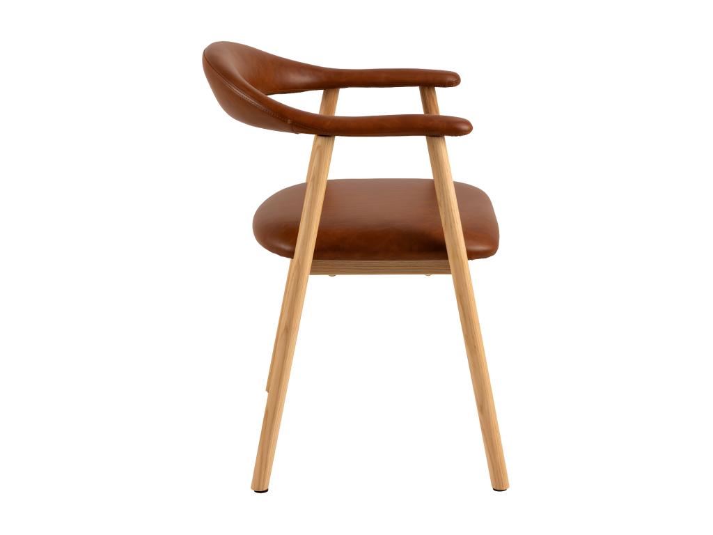 Boislis - Lot de 2 fauteuils de table en simili et bois - Marron DXPM67809