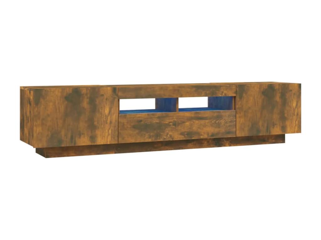 Ensemble de meubles TV avec Boislisères LED 2 pièces Chêne fumé WHAQ59784