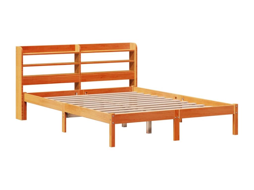 Cadre de lit et tête de lit sans matelas cire marron 150x200 cm APFV96020