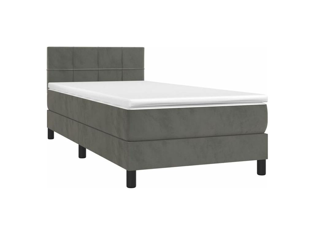 Sommier à Boislis de lit et matelas Gris foncé 90x200 Velours UJZF24934