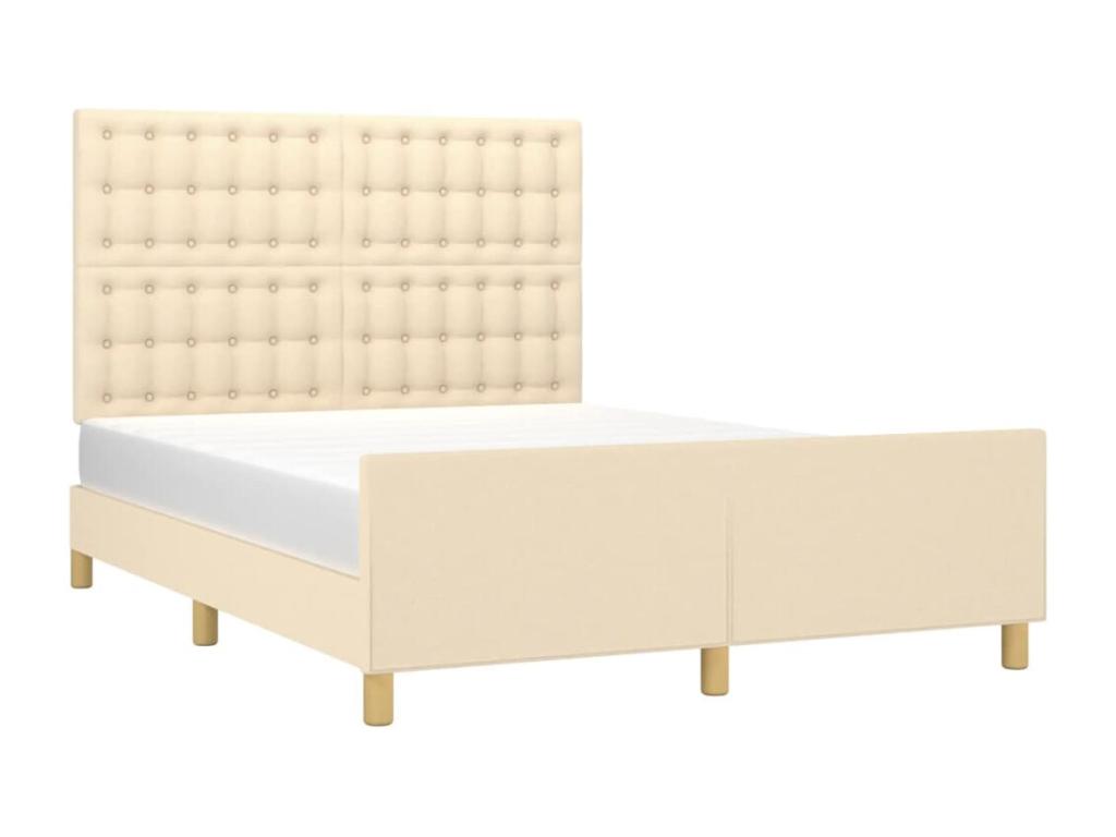 Cadre de lit sans matelas crème 140x190 cm tissu NPQD11667
