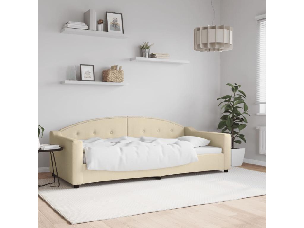 Lit de repos crème 90x200 cm tissu AVTY11780