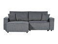 Canapé d'Angle à gauche Moderne Fonction Couchage Dossier Rembourré avec Coussins en Tissu Polyester Gris Foncé Boislis XNYT06752