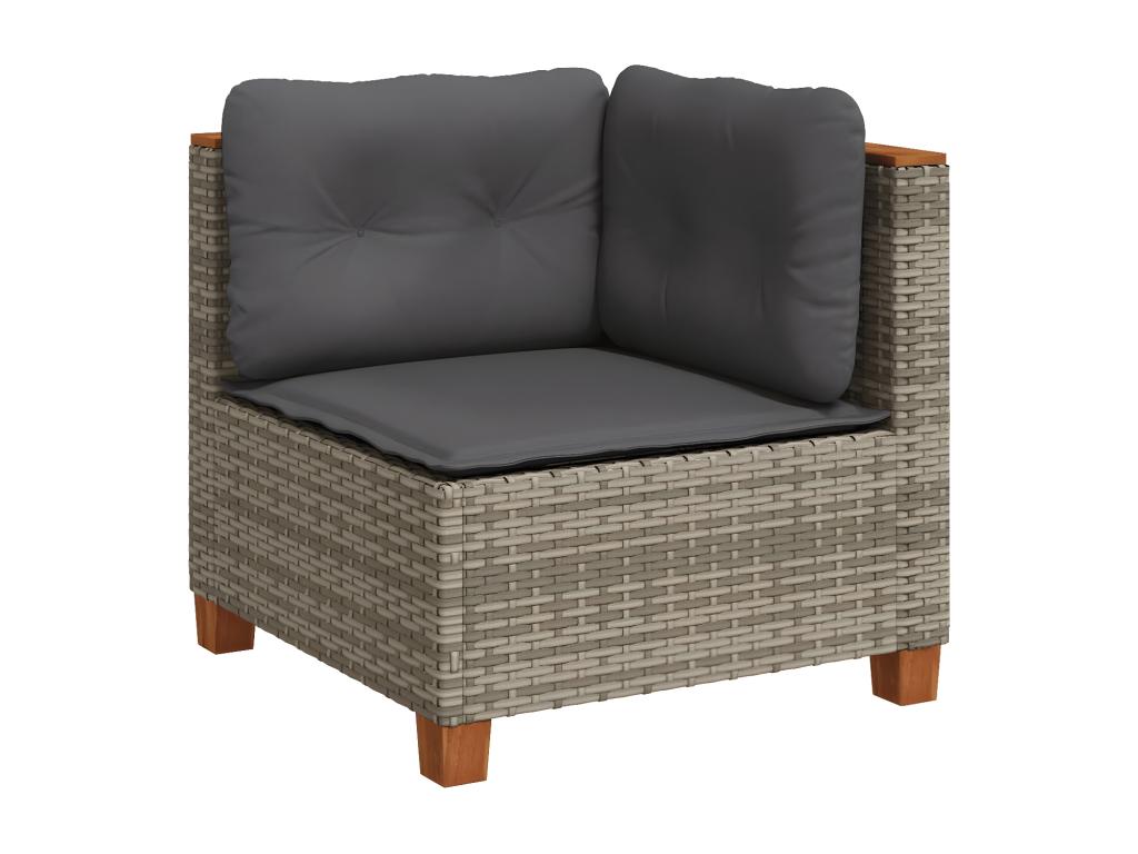 Salon de jardin avec coussins 10 pièces gris résine tressée APKW27961
