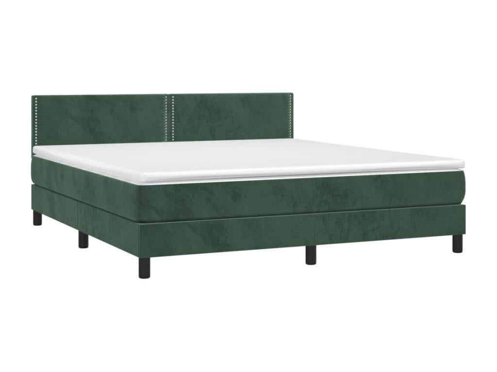 Sommier à Boislis de lit avec matelas LED Vert foncé 160x200 cm QPTF31756