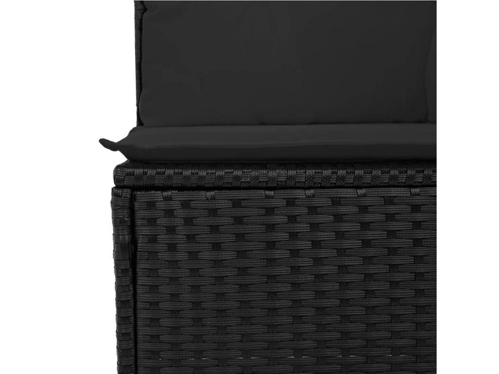 Salon de jardin 6 pcs avec coussins noir résine tressée INCL98101