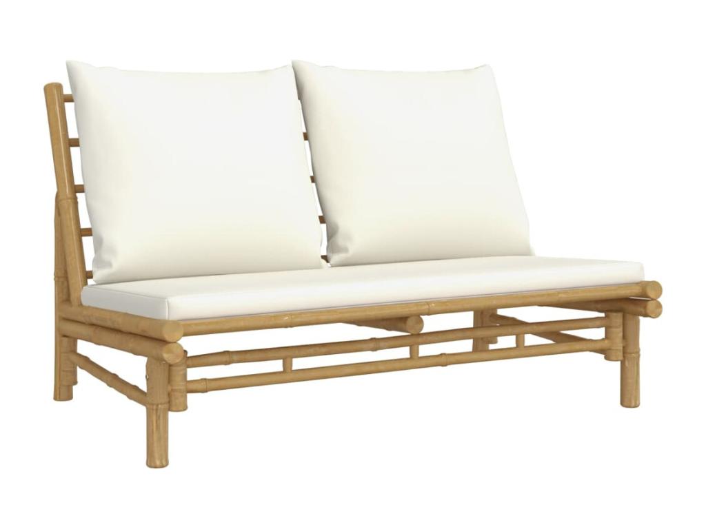 Salon de jardin 5 pièces avec coussins blanc crème Boislis IBPO63881