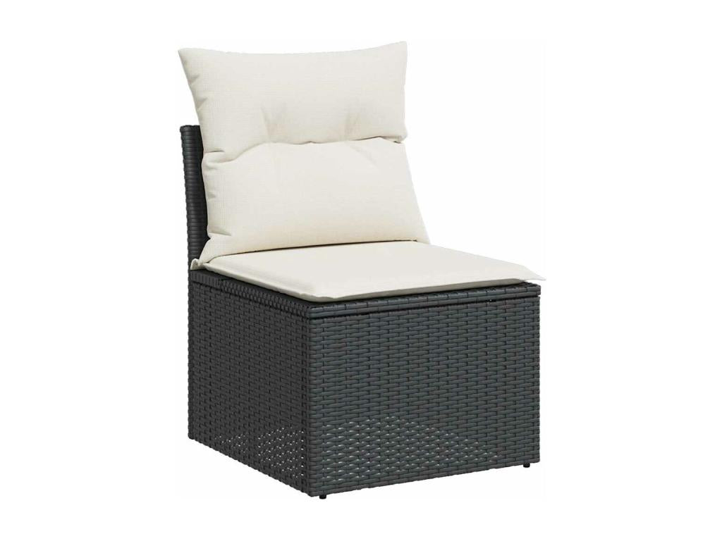 Salon de jardin 6 pièces avec coussins noir résine tressée EEGW76268