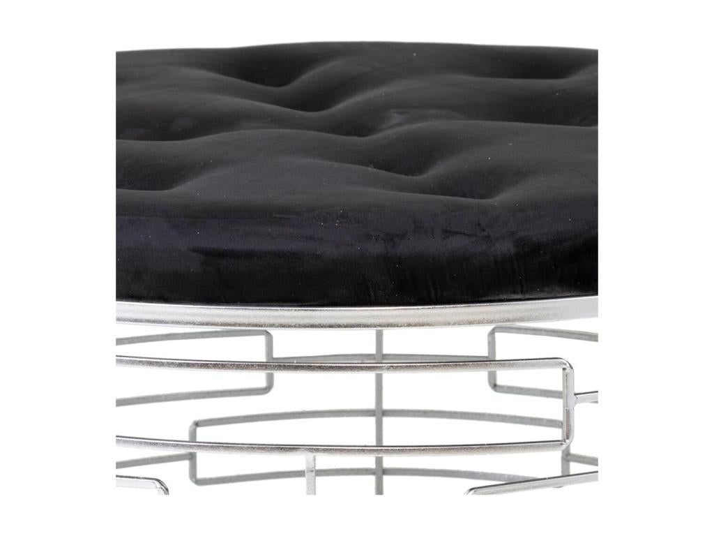 Banc rond en velours noir et métal argenté d91,5x47 WVKJ97815