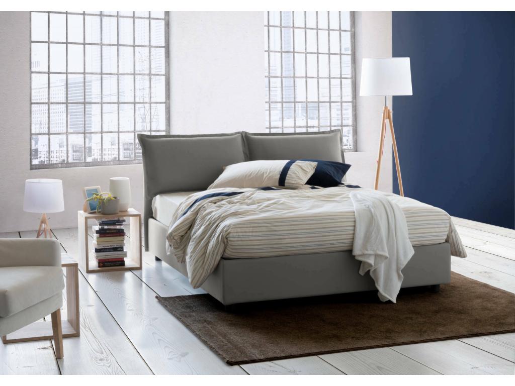 Lit double Boislis Lit coffre avec revêtement en tissu Made in Italy Ouverture frontale adaptée pour matelas 140x190 cm Gris YXHV85626