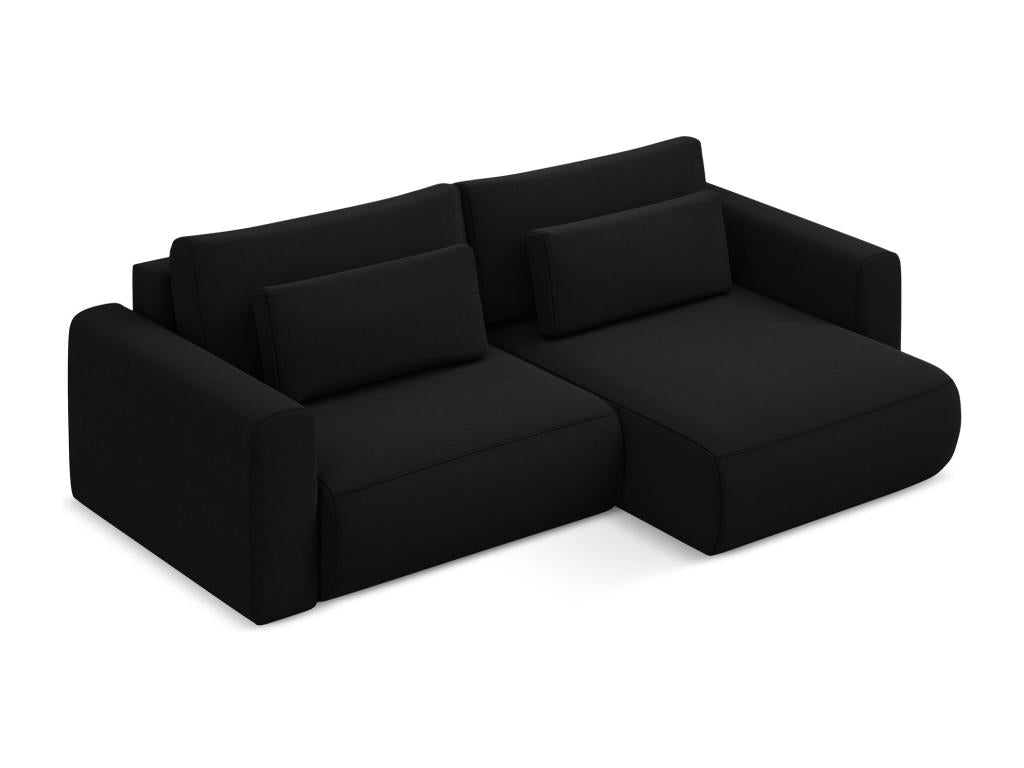 Canapé d'angle 2,5 places droit convertible en velours - noir - Boislis BJAQ40003