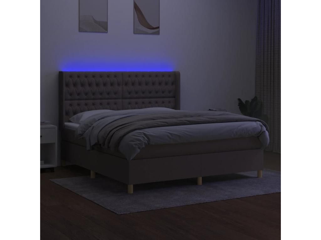 Sommier tapissier avec matelas et LED Boislis 180x200 cm Tissu XLYJ54642
