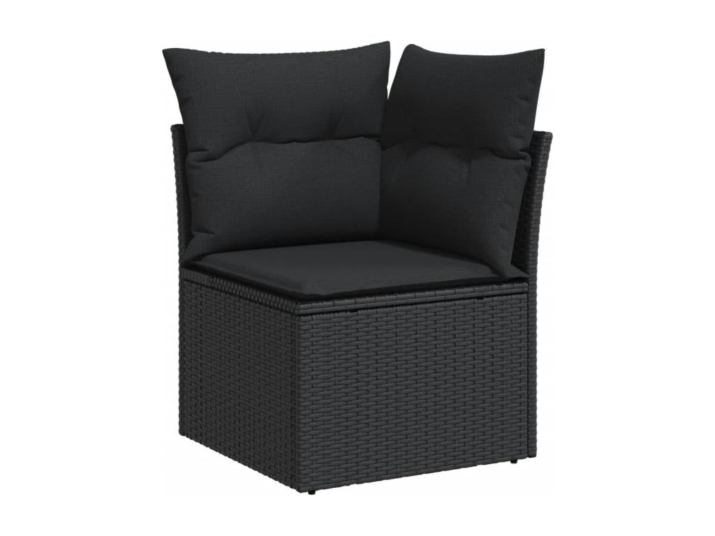 Salon de jardin 9 pcs avec coussins noir résine tressée WDJJ20962