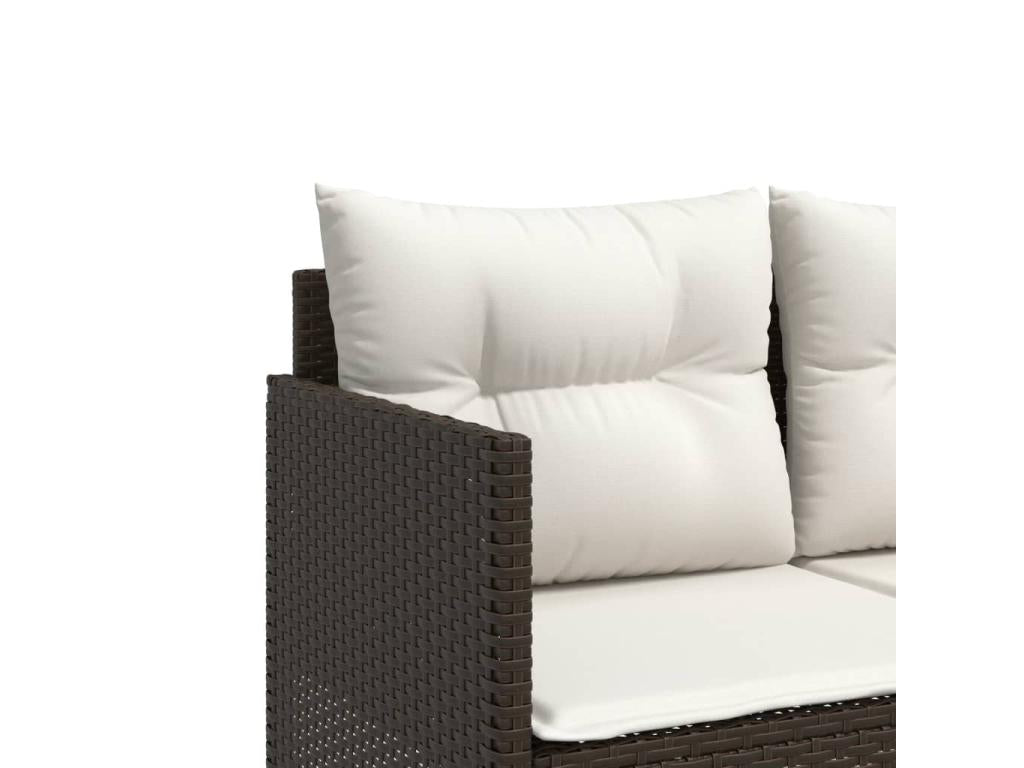 Salon de jardin avec coussins 5 pcs marron résine tressée GLDC03885