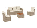 Salon de jardin avec coussins 6 pcs beige résine tressée HAUB74815