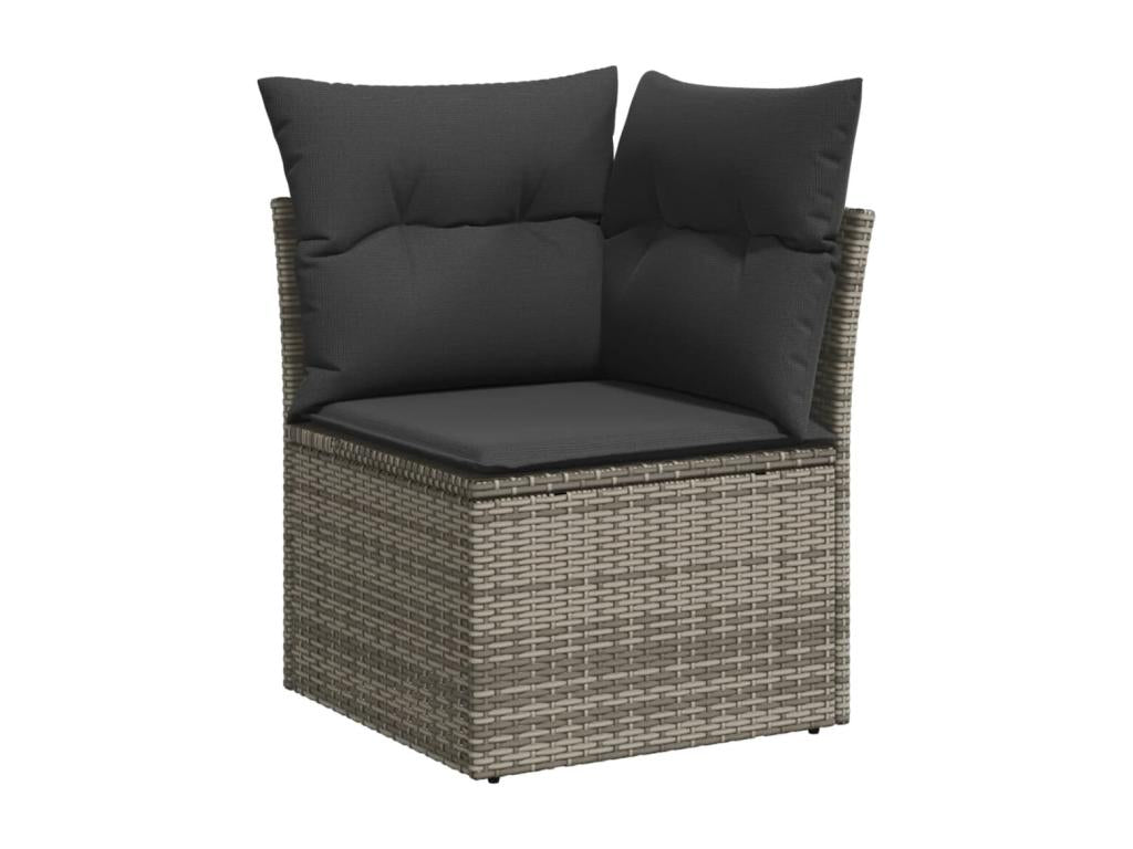 Salon de jardin avec coussins 10 pcs gris résine tressée PZXX11270