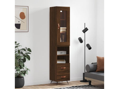 Buffet haut Chêne marron 34,5x34x180 cm Bois d'ingénierie FHNI43461