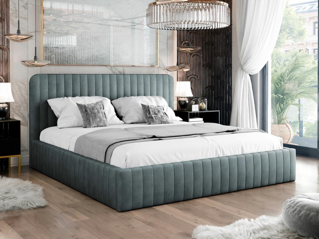 Lit Boislis 108 Double Turquoise 160x200 Tapisserie Sommier à Boislis 171x212cm RWMD63890