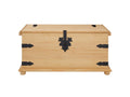 Coffre de rangement Boislis malle rectangulaire en bois style mexicain avec abattant en pin massif finition teintée et cirée MYHP67980