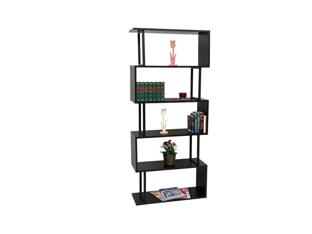 Etagère à livres Boislis-A27 marron foncé métal noir OOQS95352